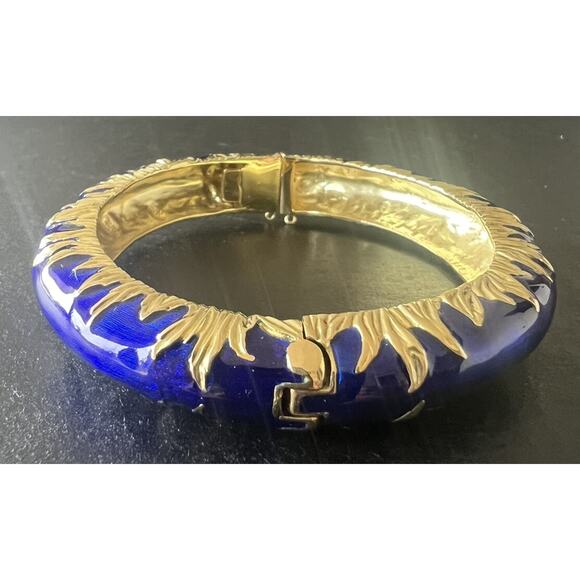 Vintage Cartier 18k Gold Blue Enamel Bangle Bracelet RARE - Picture 14 of 16